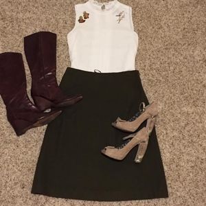 J Crew Green Wool Winter Skirt
